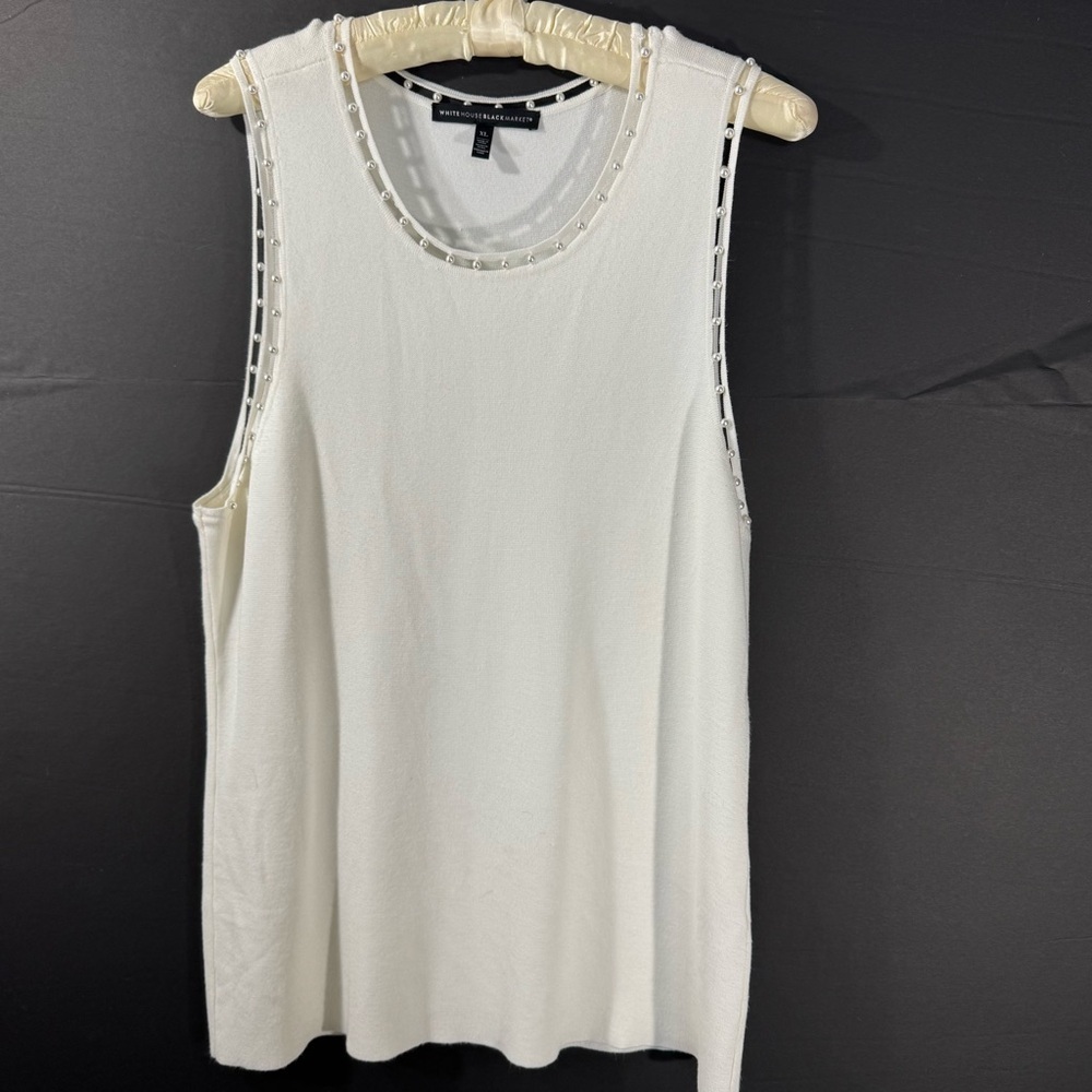 WHBM sleeveless faux pearl trim sweater